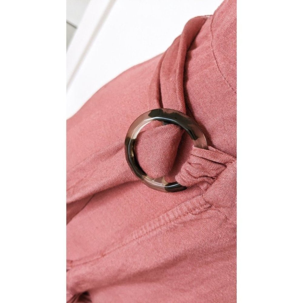 Tigerlily Aliki Pink Linen Blend Wrap Mini Dress With Buckle Size 8 - Picture 10 of 12